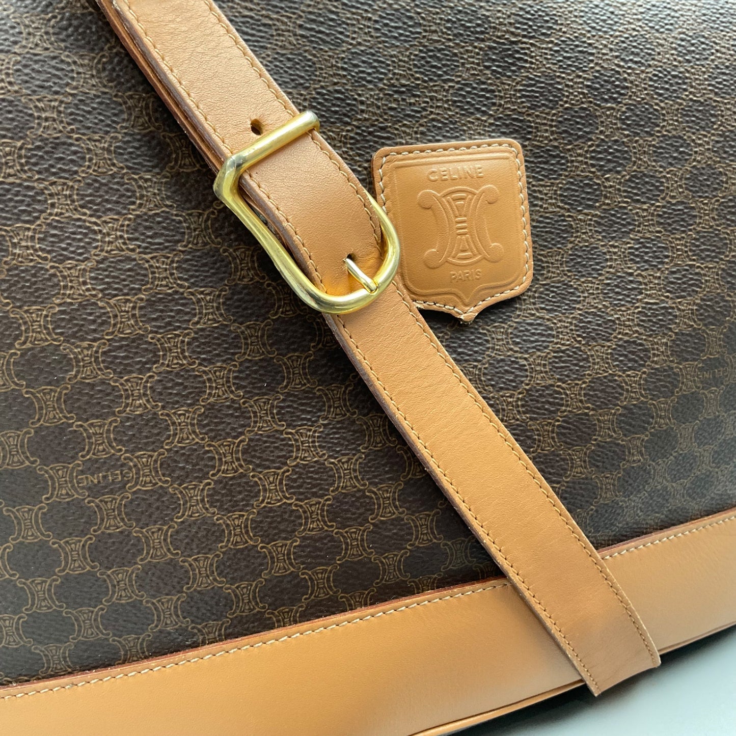 CELINE BROWN MACADAM SHOULDER BAG