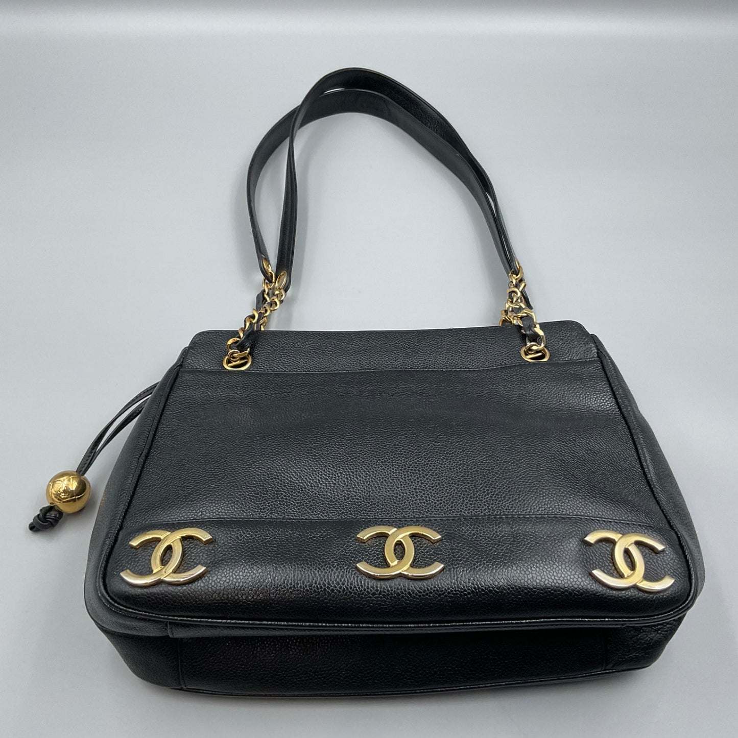 CHANEL TRIPLE CC BLACK LEATHER SHOULDER BAG (CC’s REPLATED)