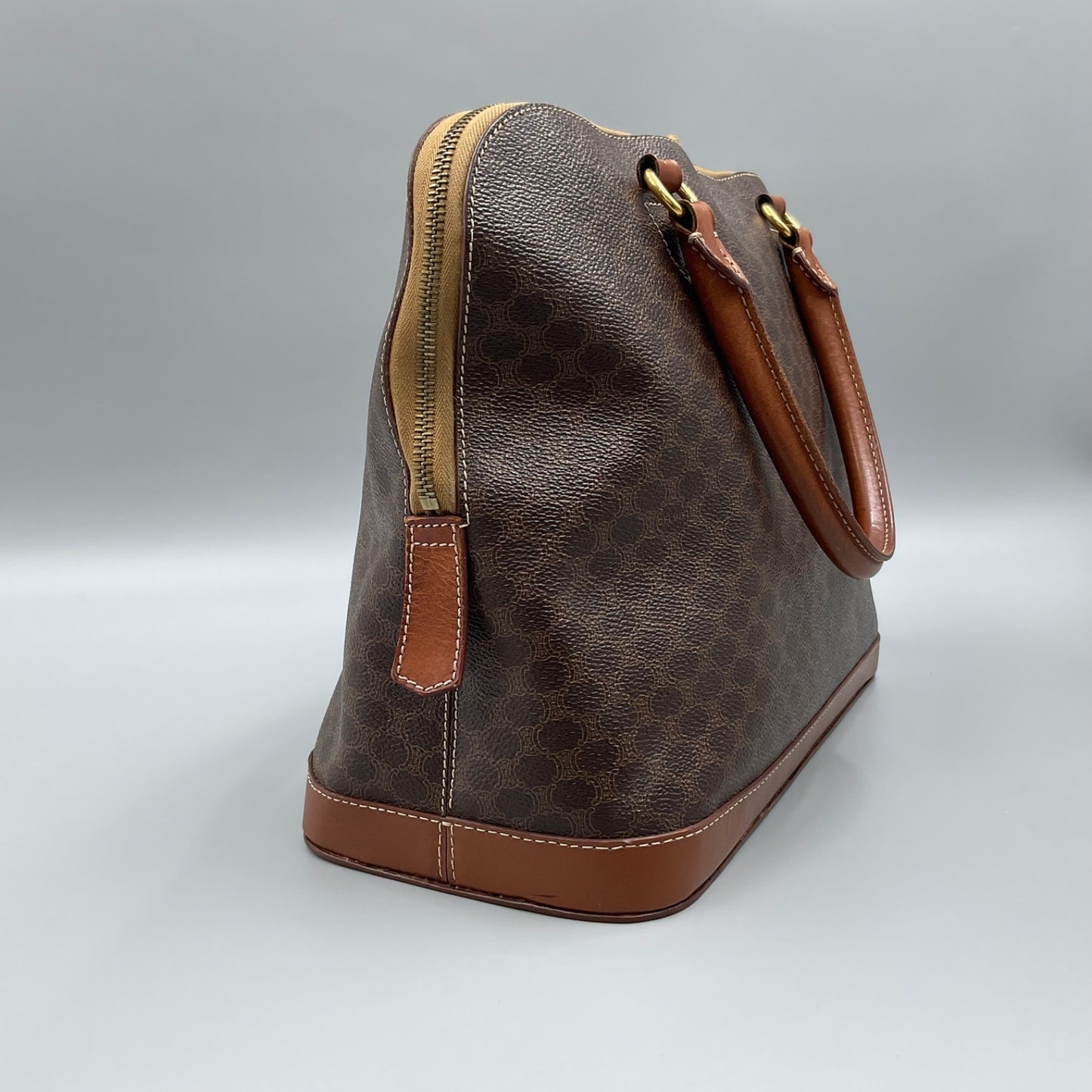 CELINE BROWN MACADAM BIASON HANDBAG