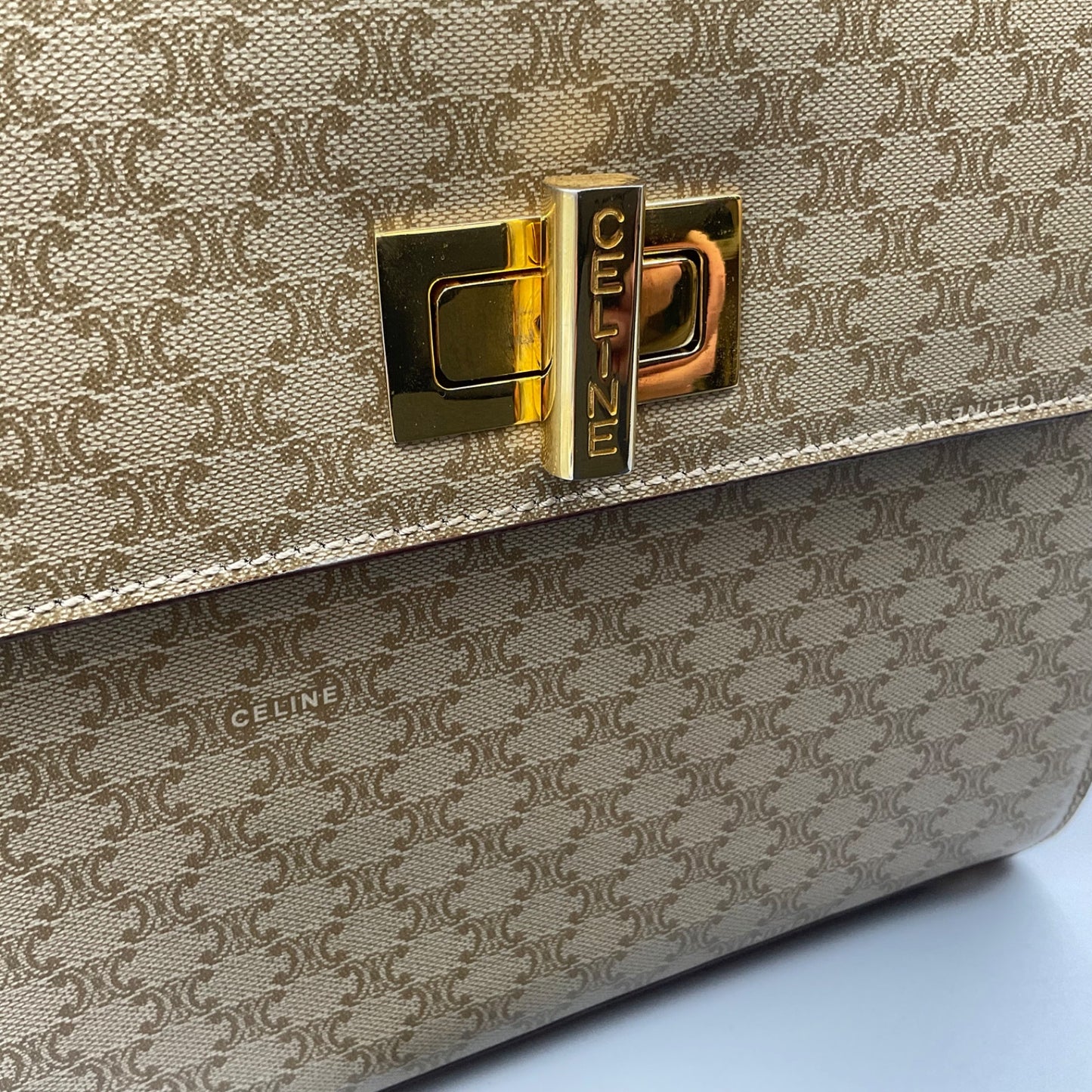 CELINE TAN MACADAM HANDBAG