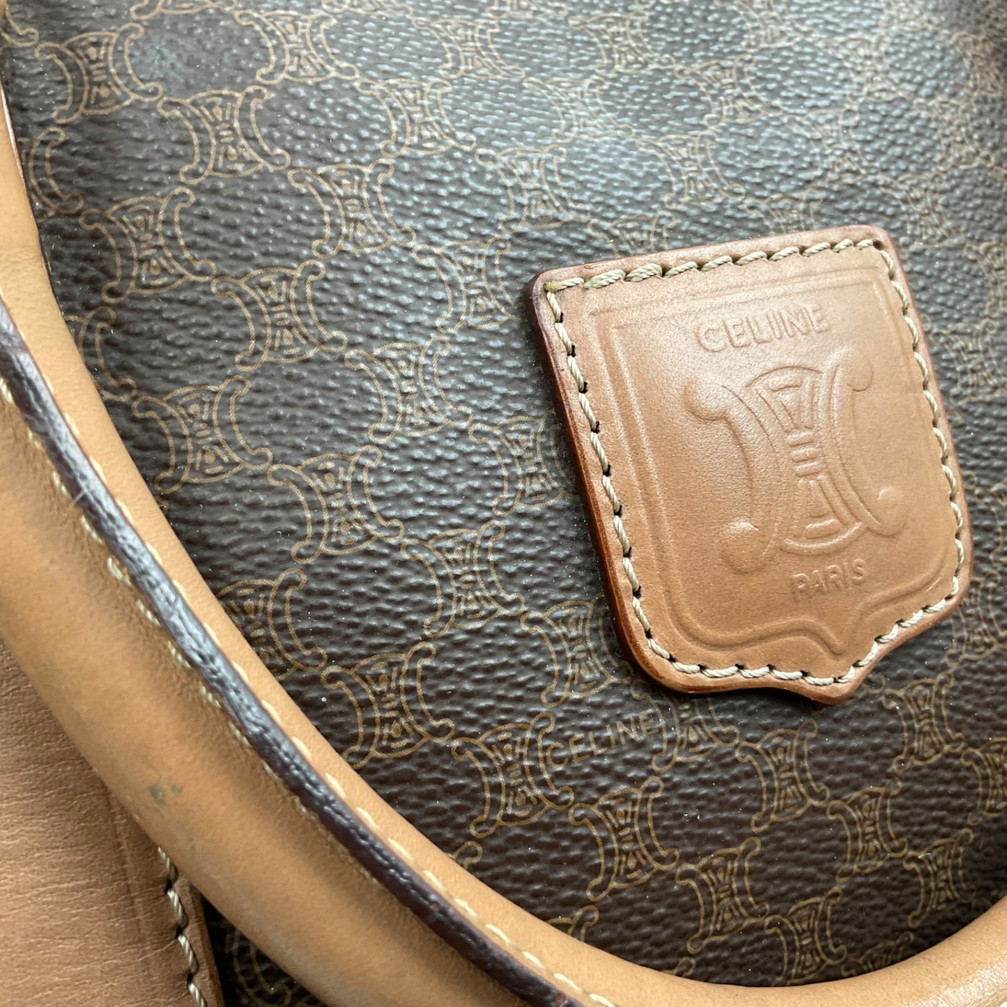 CELINE BROWN MACADAM BOSTON DUFFLE BAG (LARGE)