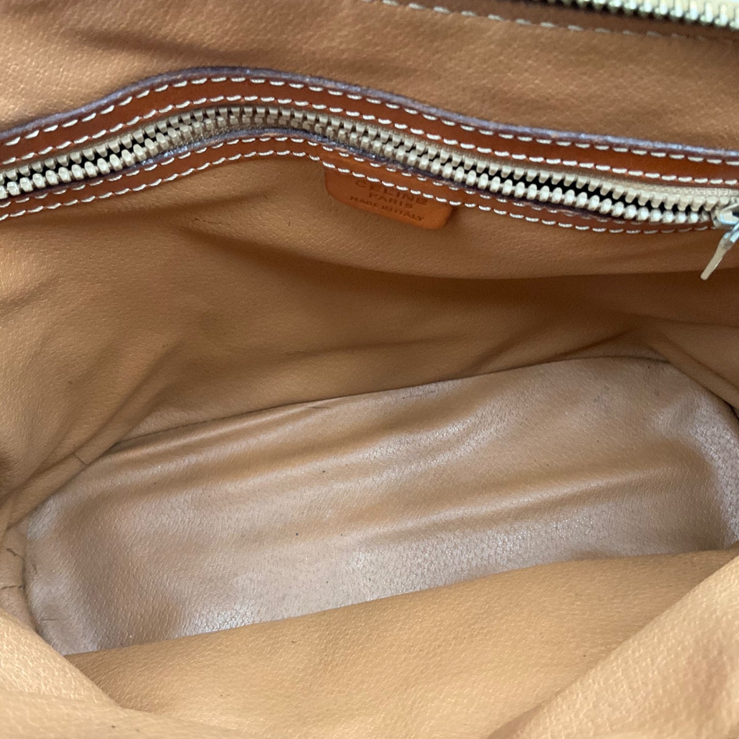 CELINE BROWN MACADAM BIASON HANDBAG