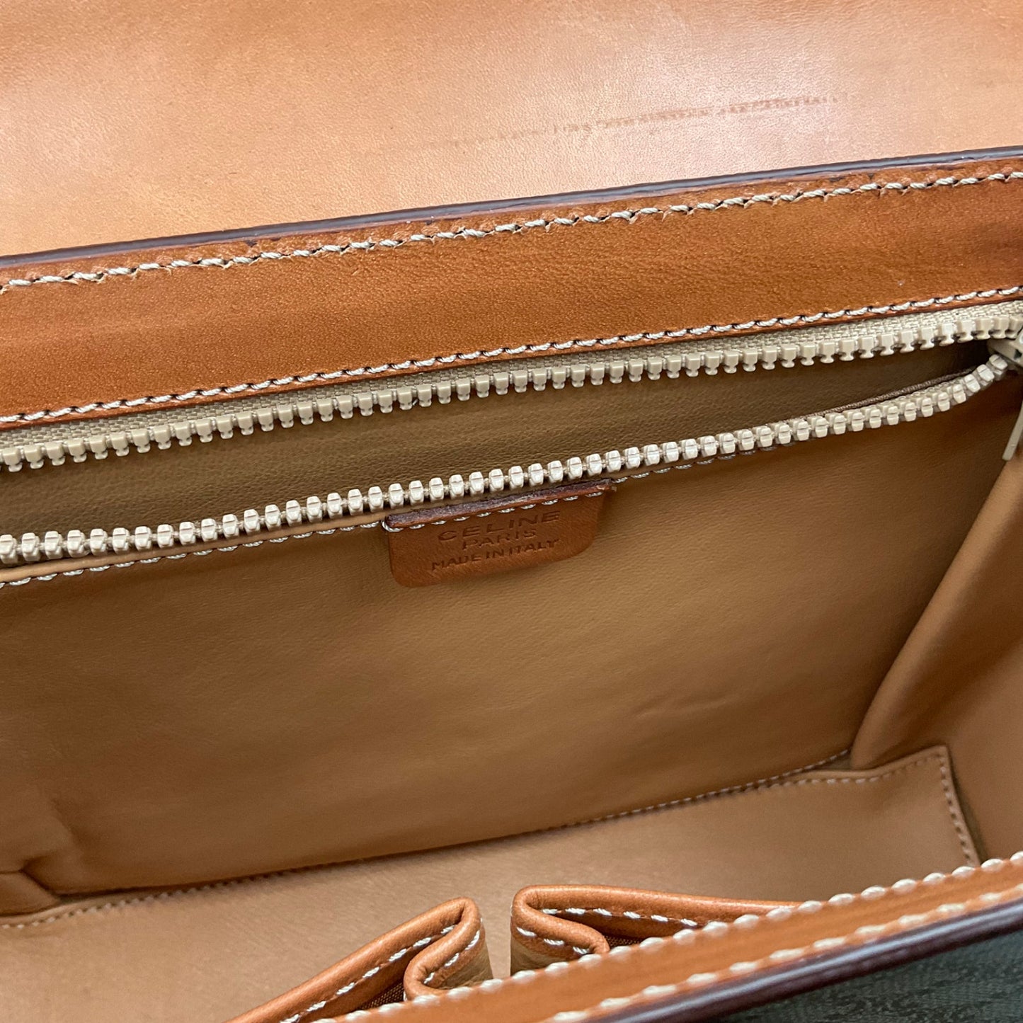 CELINE TAN MACADAM HANDBAG