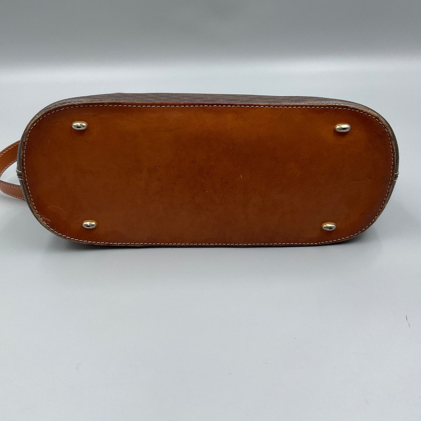 CELINE BROWN MACADAM BIASON HANDBAG