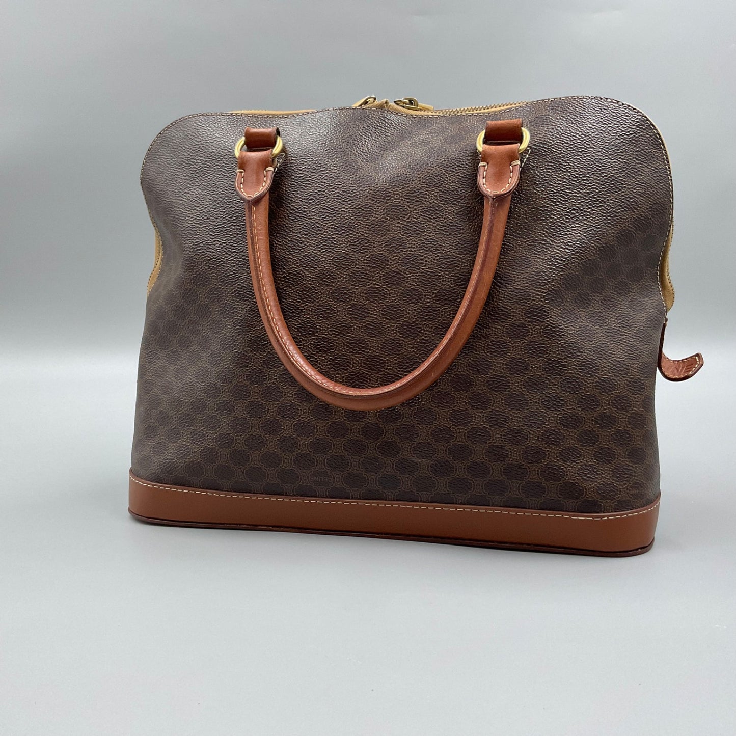 CELINE BROWN MACADAM BIASON HANDBAG