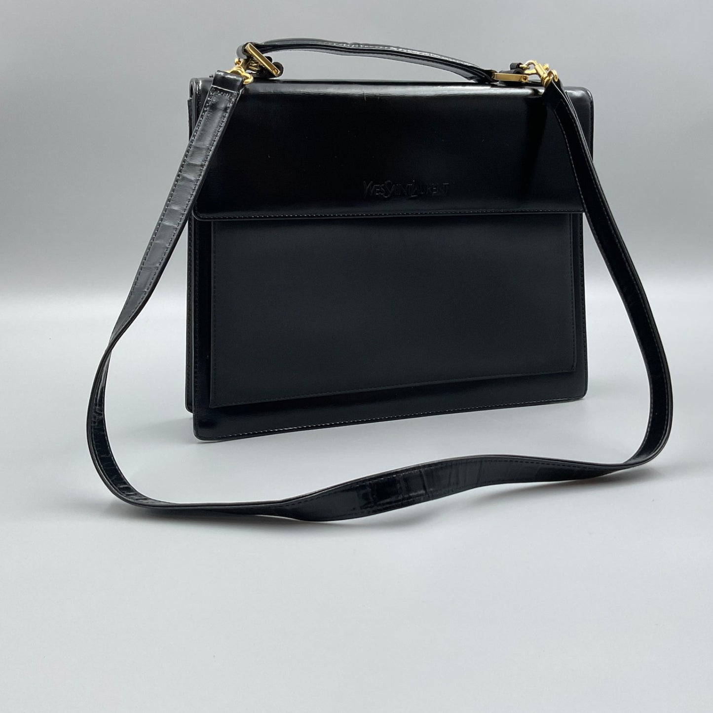 YSL BLACK LEATHER SHOULDER BAG