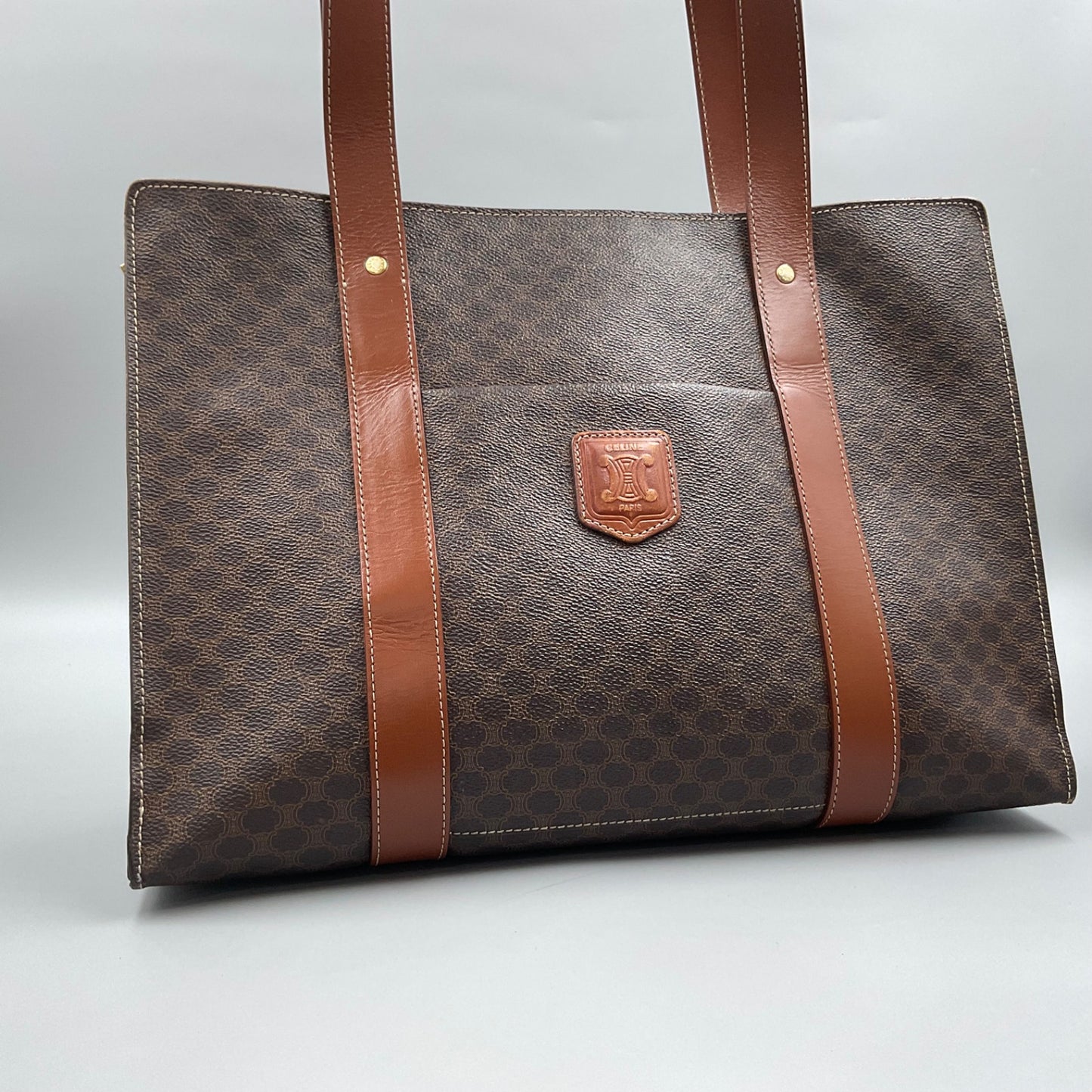CELINE BROWN MACADAM TOTE BAG