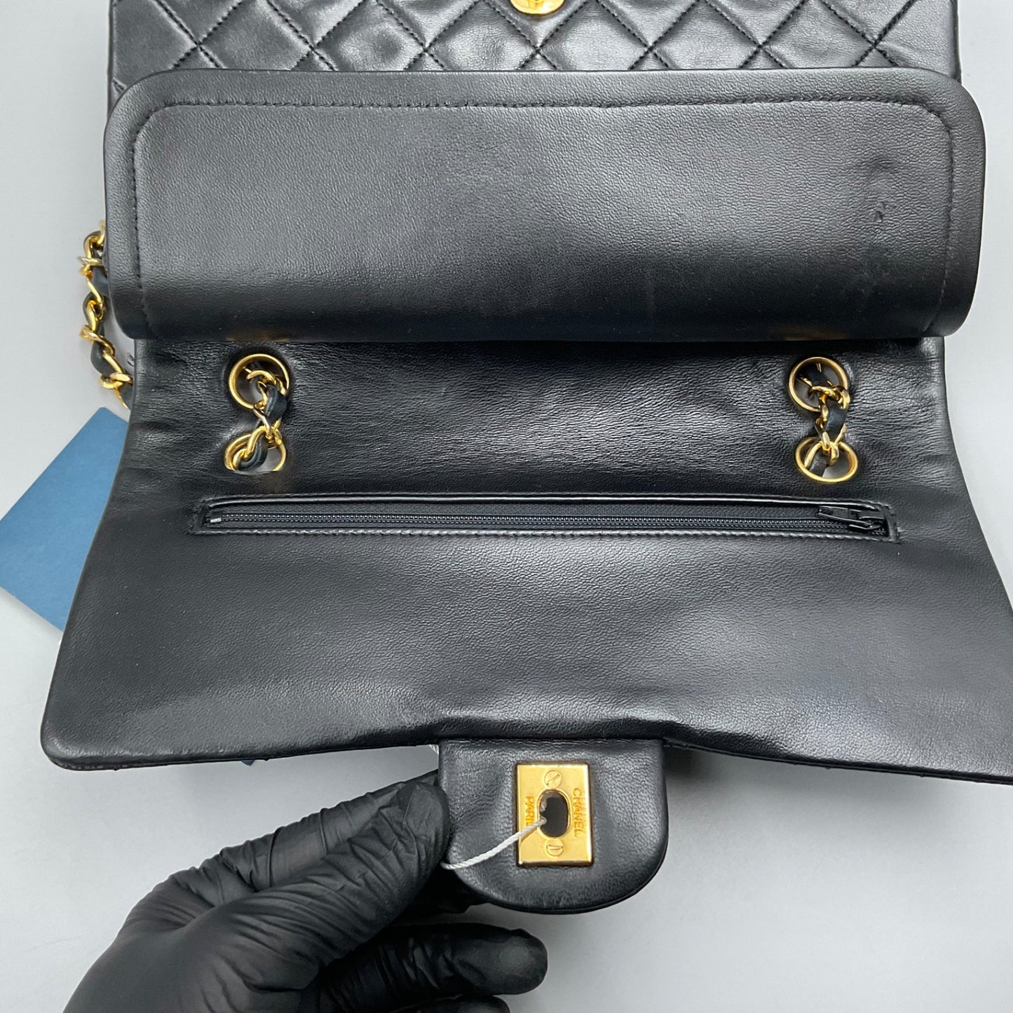 CHANEL BLACK CLASSIC DBL. FLAP SHOULDER BAG