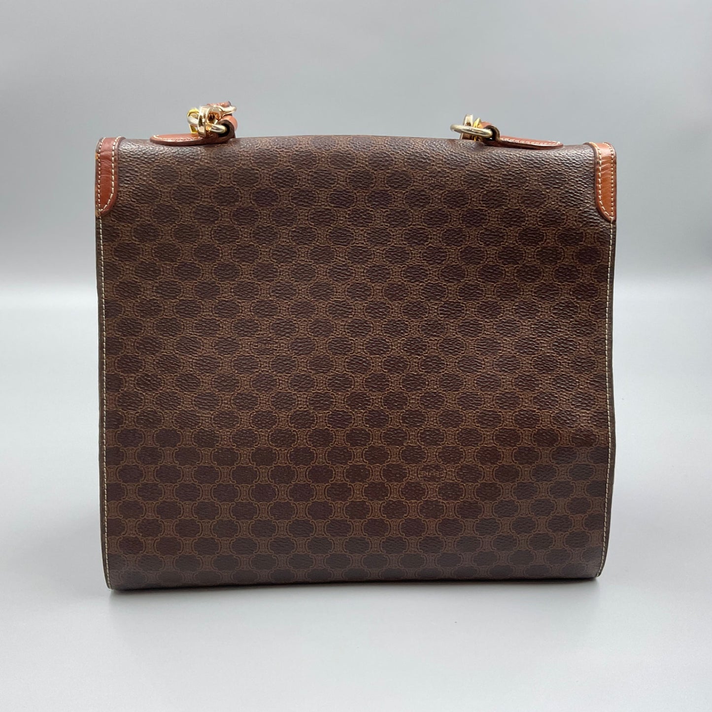 CELINE BROWN MACADAM HANDBAG w/CHAIN