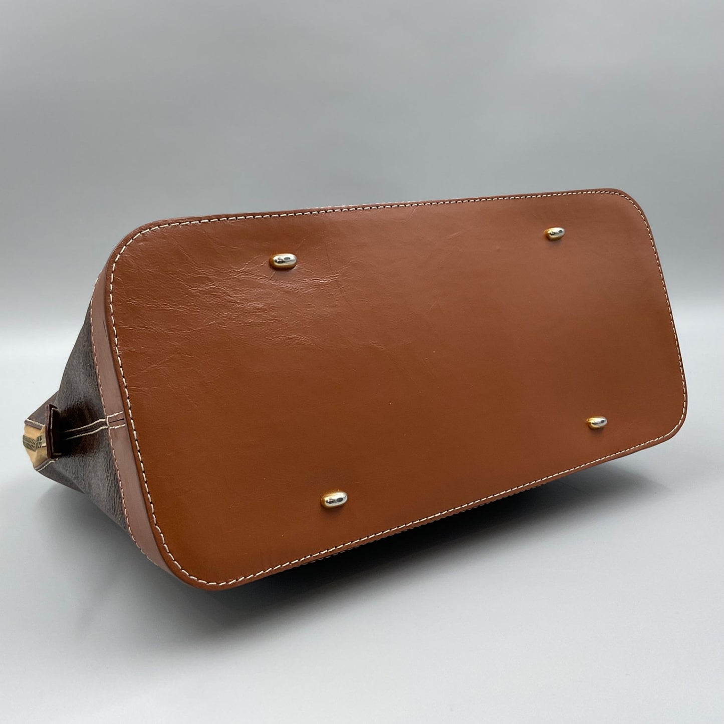 CELINE BROWN MACADAM BIASON HANDBAG