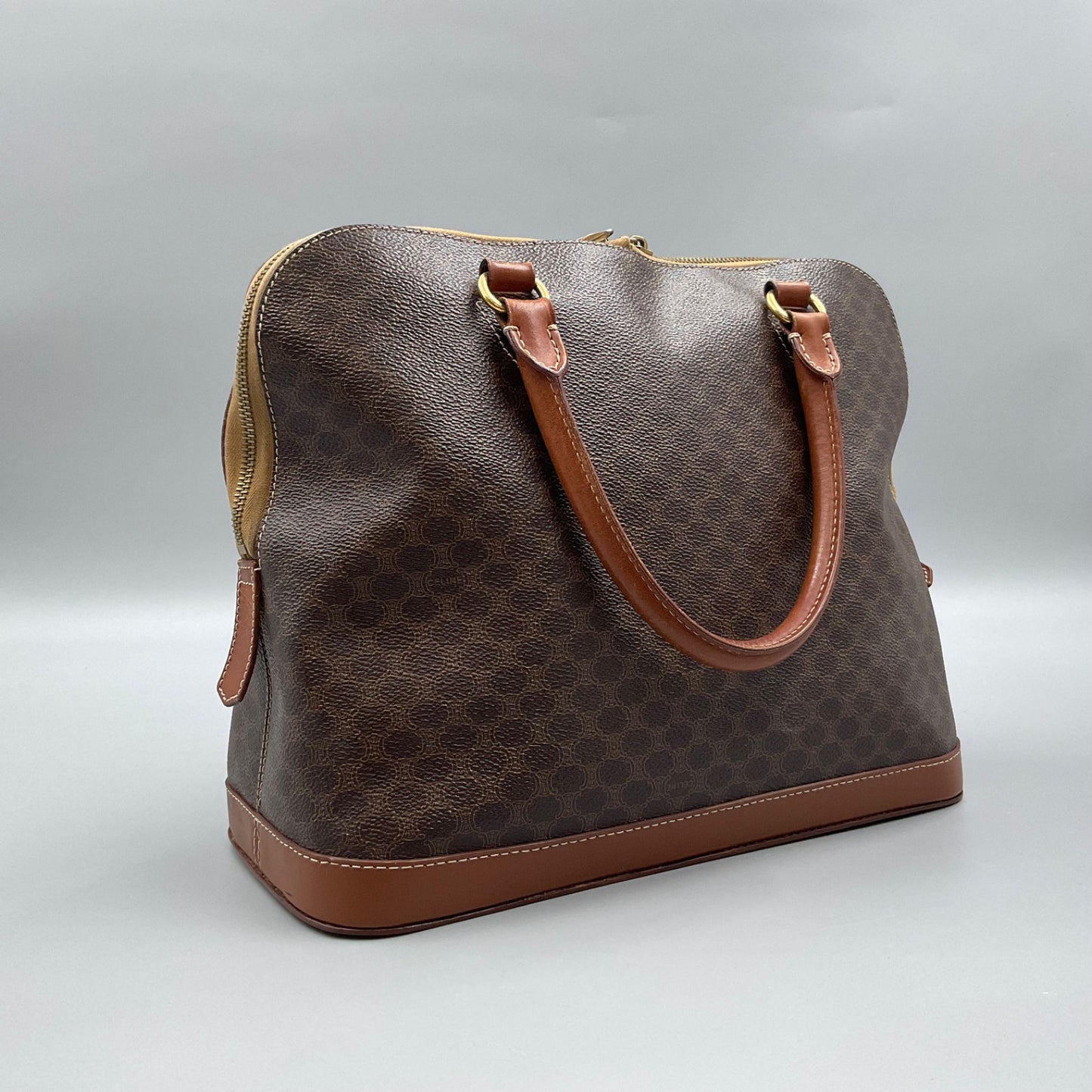CELINE BROWN MACADAM BIASON HANDBAG