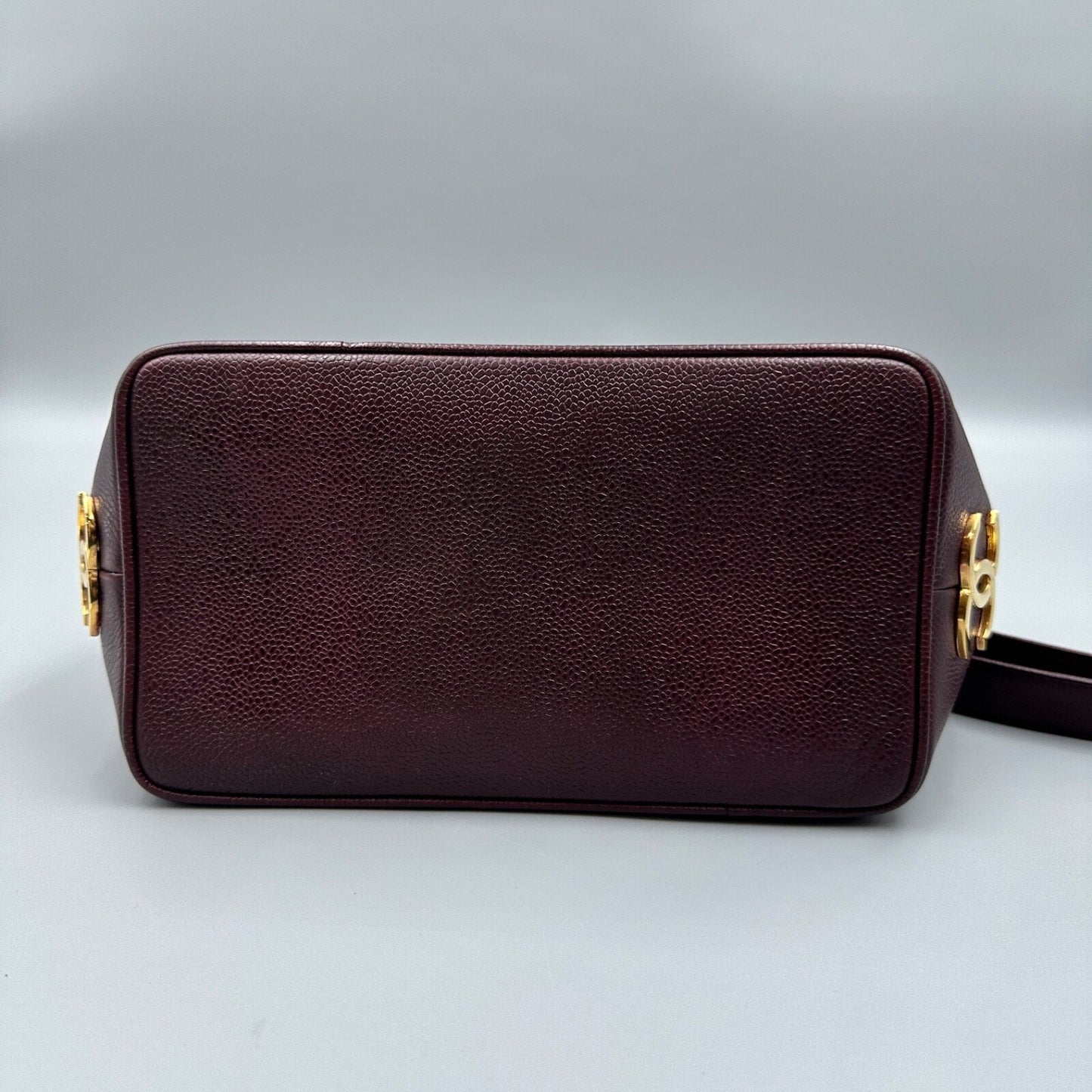 CHANEL MAROON CC ONE SHOULDER BUCKET BAG