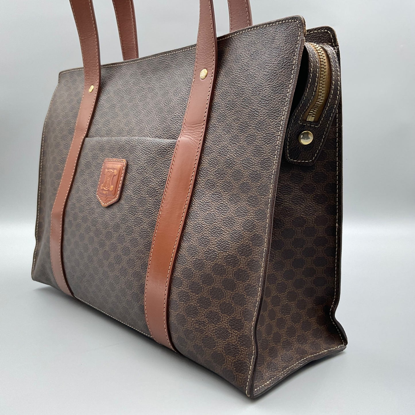 CELINE BROWN MACADAM TOTE BAG