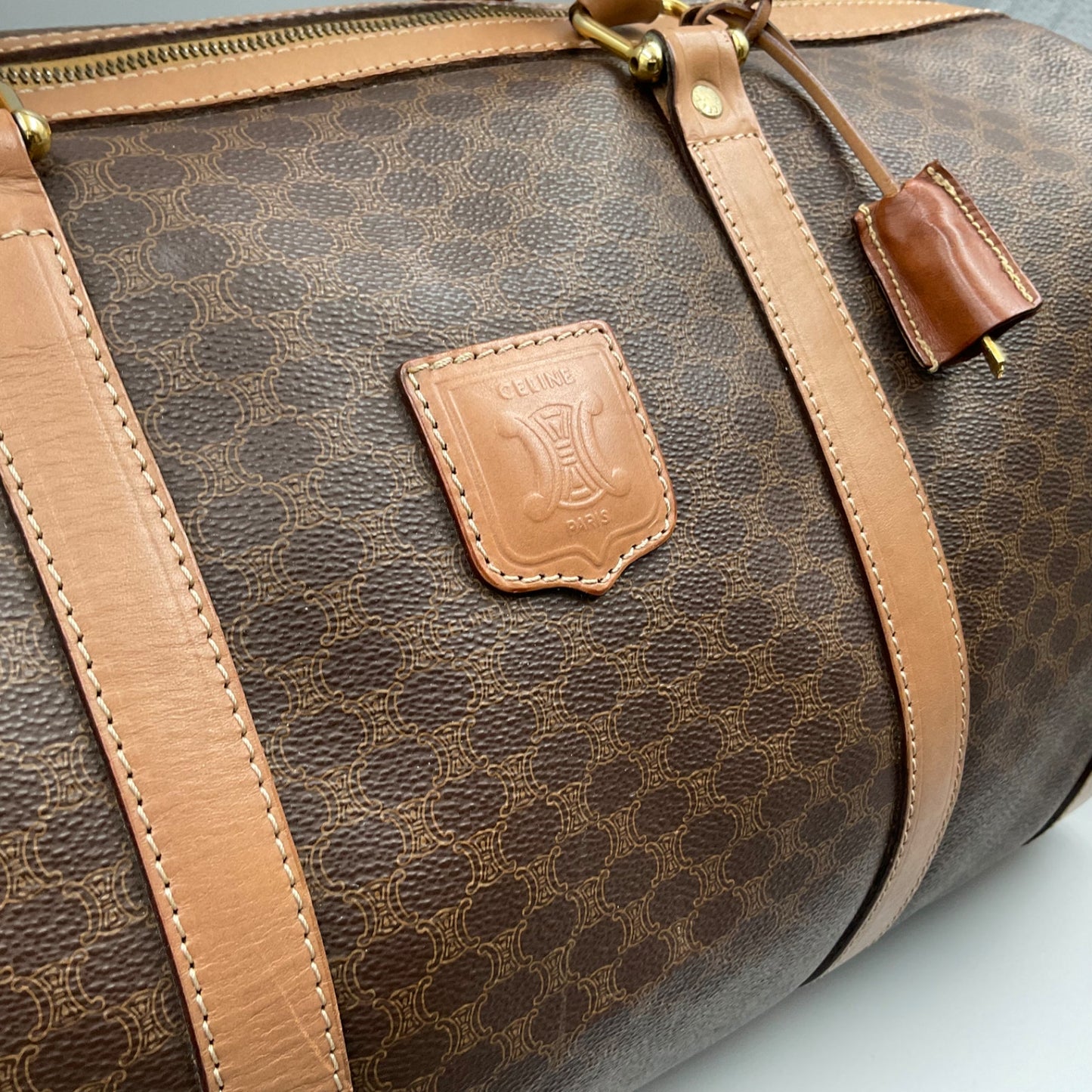 CELINE BROWN MACADAM BOSTON DUFFLE BAG (LARGE)