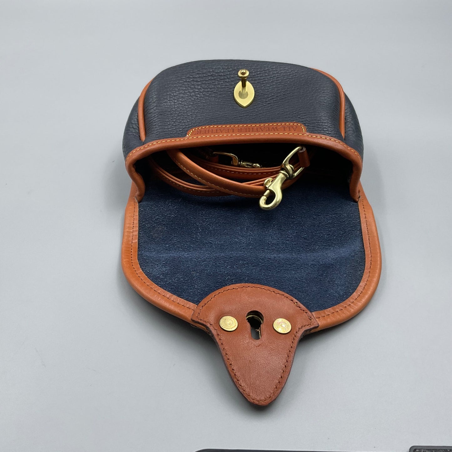 DOONEY & BOURKE BLUE/TAN MINI CROSSBODY/BELT BAG