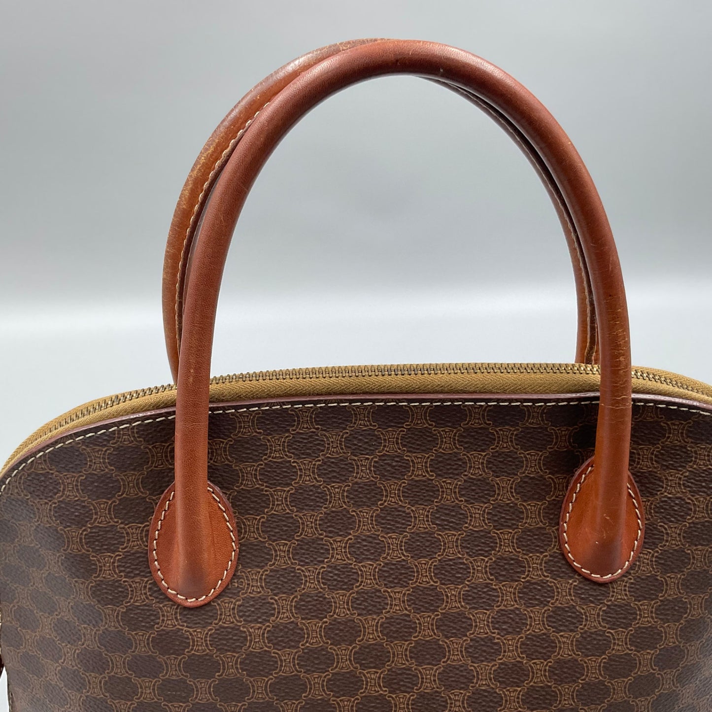 CELINE BROWN MACADAM BIASON HANDBAG