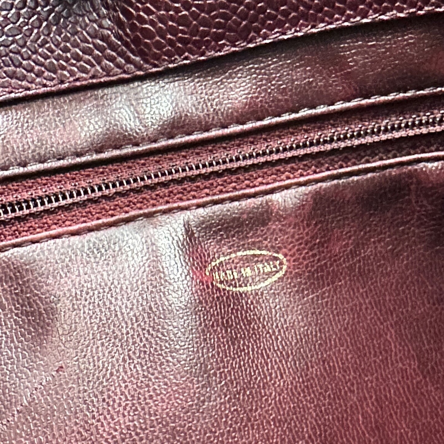 CHANEL MAROON CC ONE SHOULDER BUCKET BAG