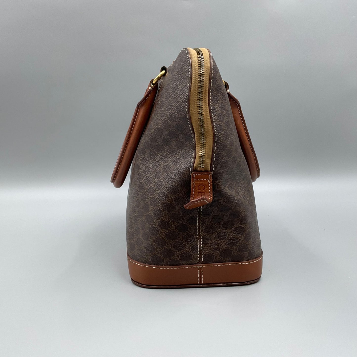 CELINE BROWN MACADAM BIASON HANDBAG