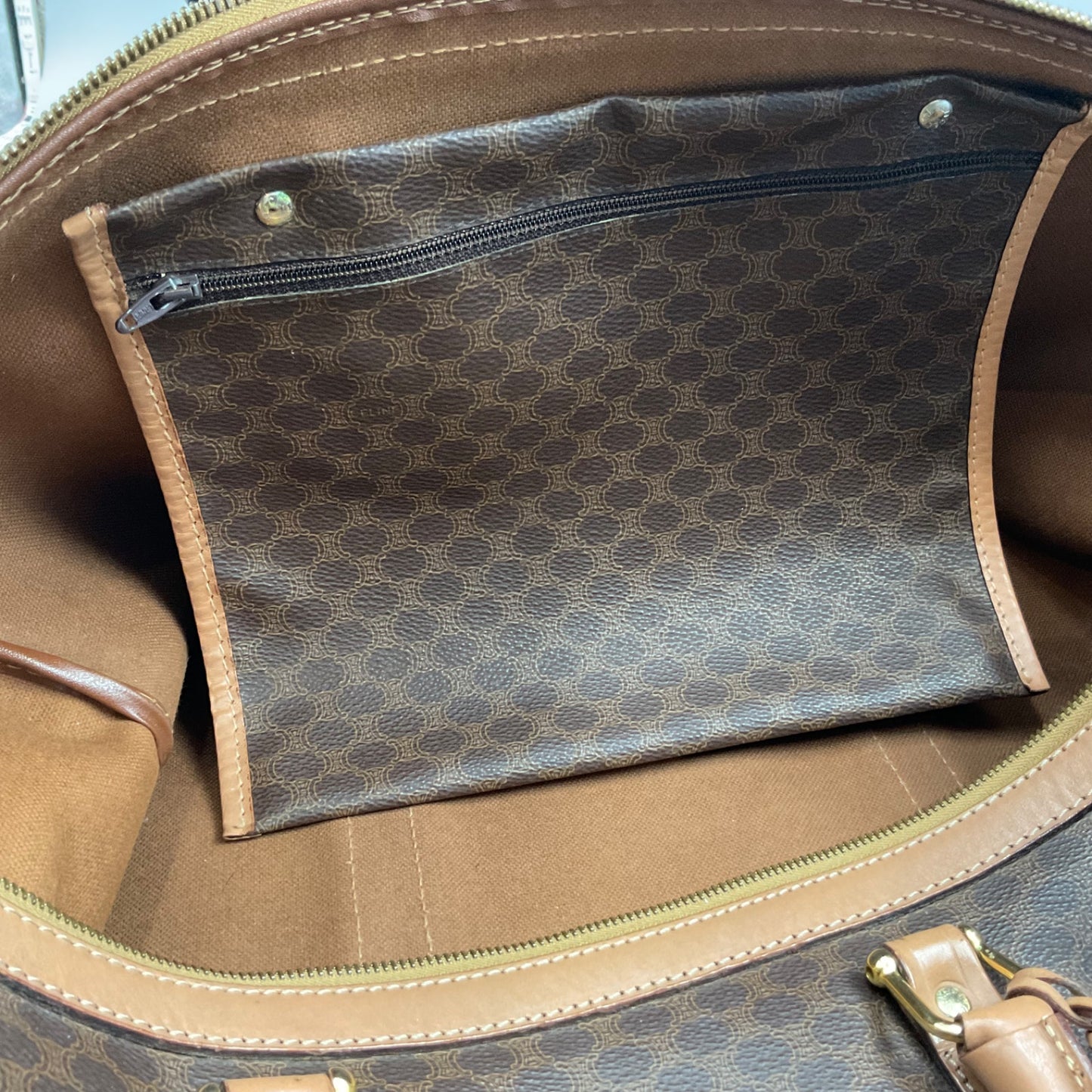 CELINE BROWN MACADAM BOSTON DUFFLE BAG (LARGE)