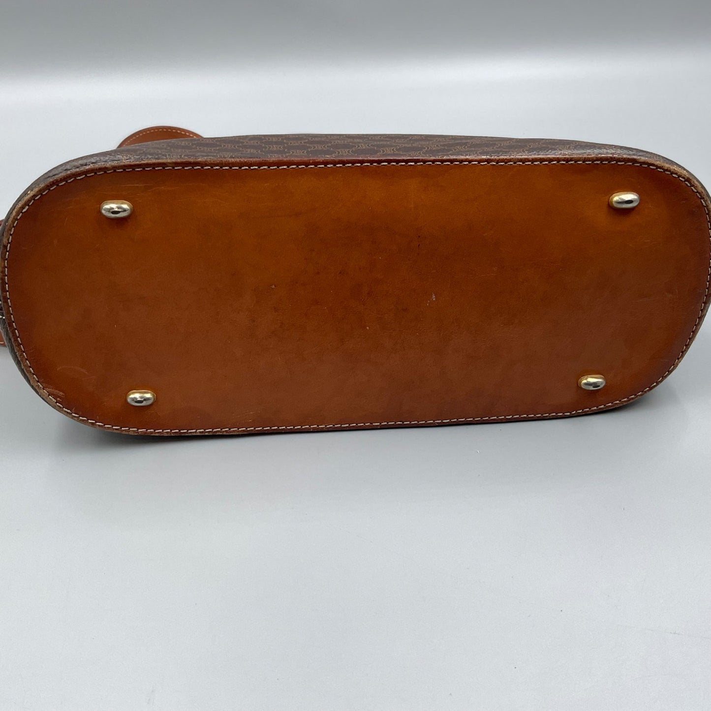 CELINE BROWN MACADAM BIASON HANDBAG