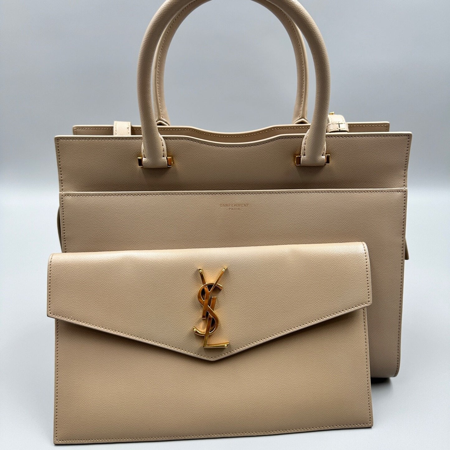 ST. LAURENT BEIGE UPTOWN TOTE BAG