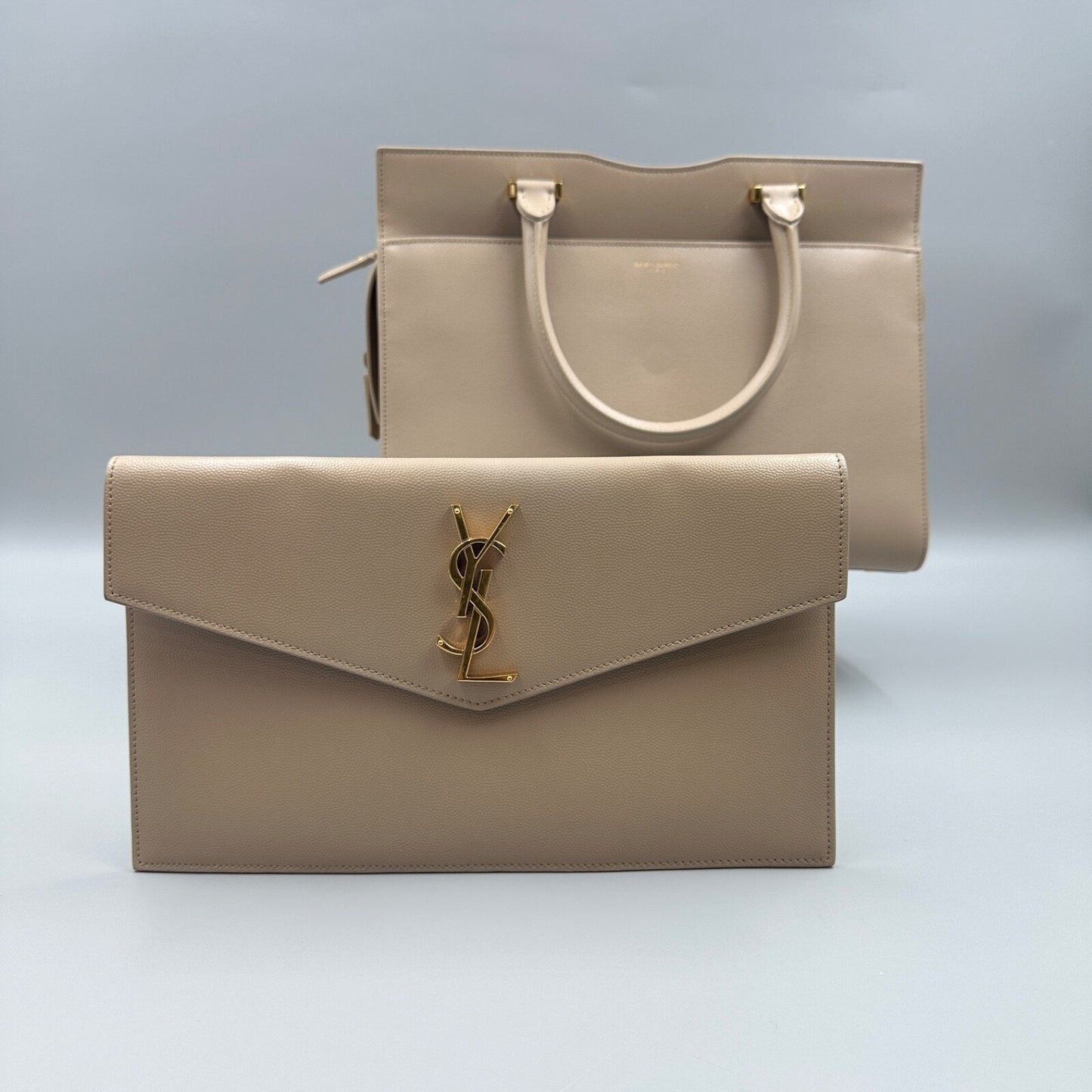 ST. LAURENT BEIGE UPTOWN TOTE BAG