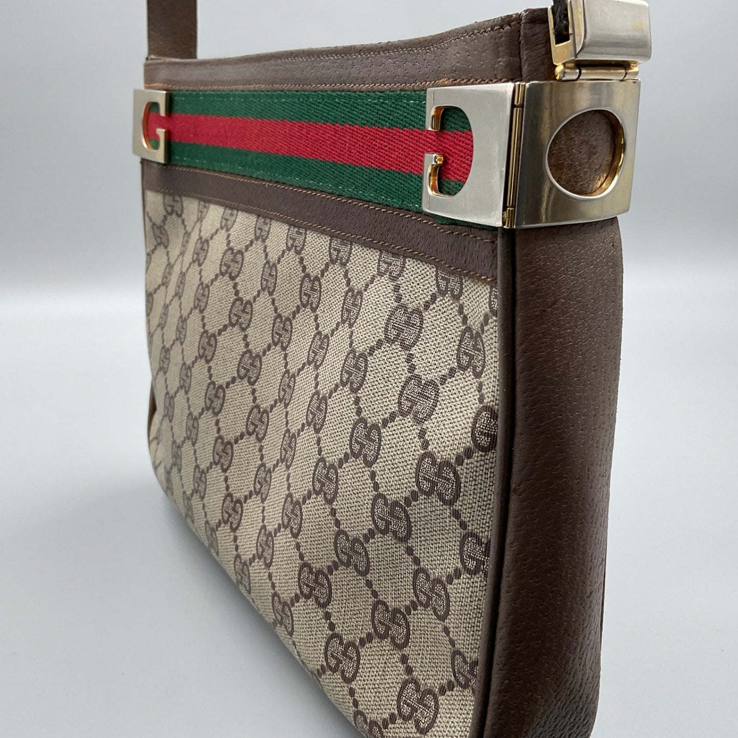 GUCCI BROWN SHERRY LINE SHOULDER BAG