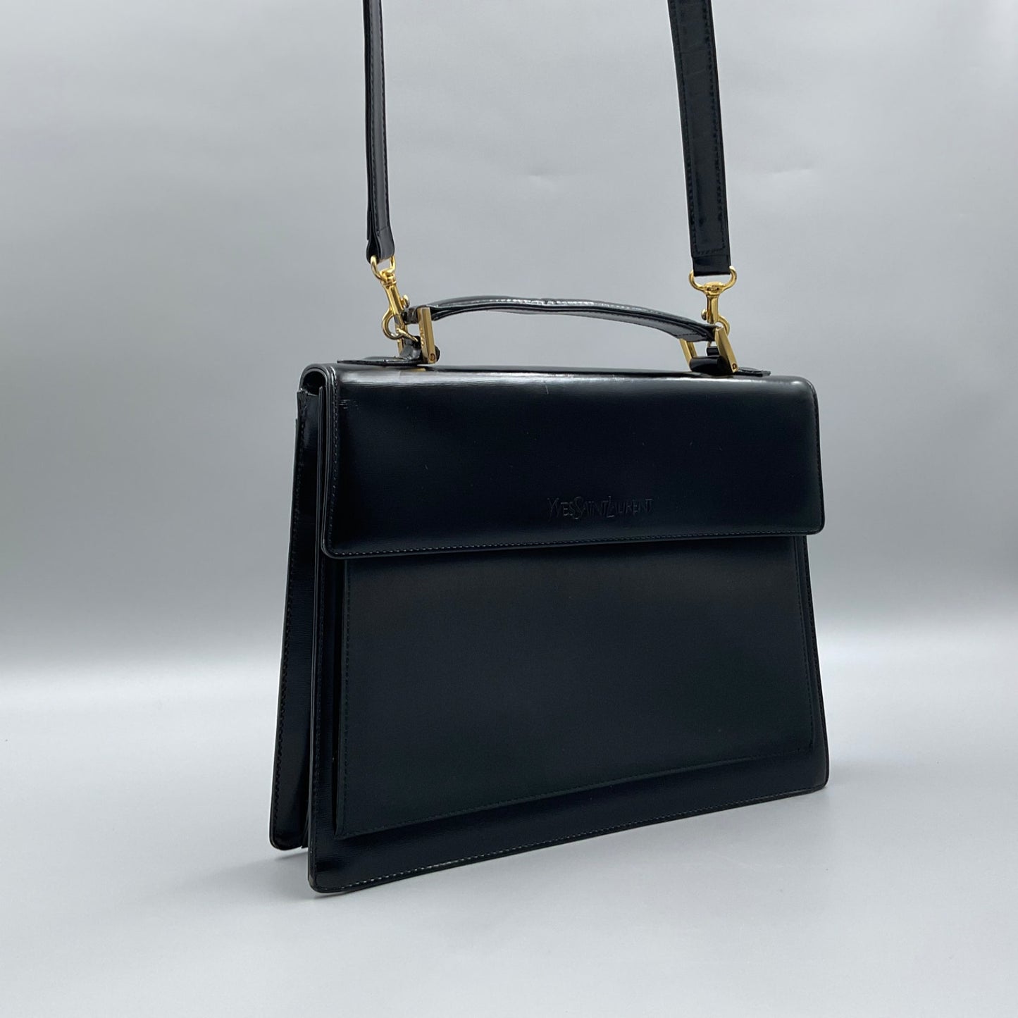 YSL BLACK LEATHER SHOULDER BAG