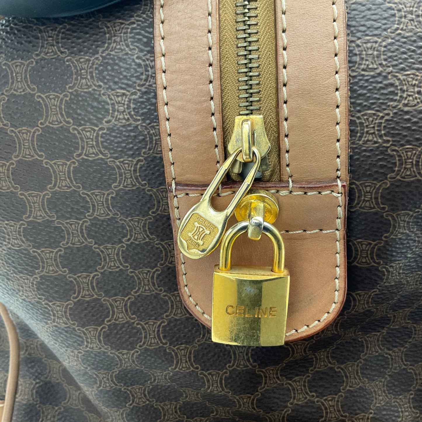 CELINE BROWN MACADAM BOSTON DUFFLE BAG (LARGE)