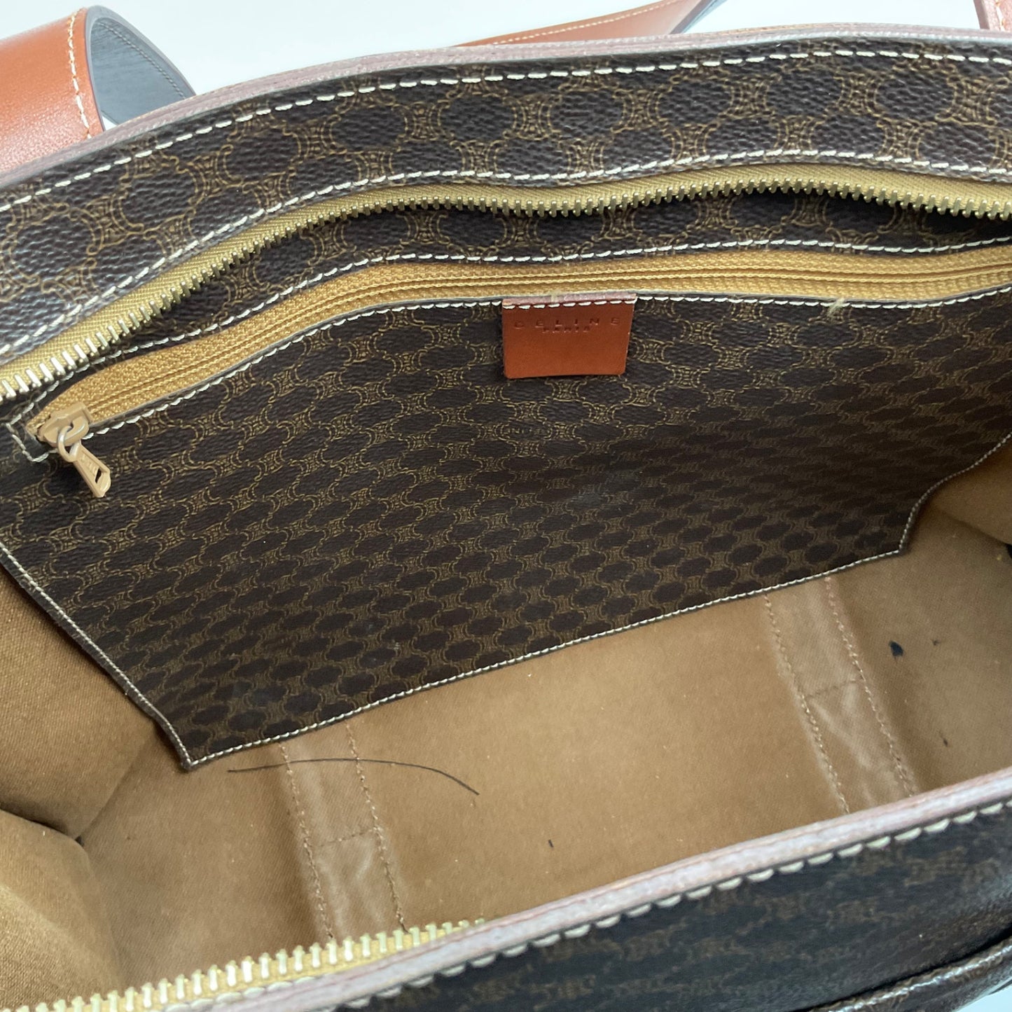 CELINE BROWN MACADAM TOTE BAG