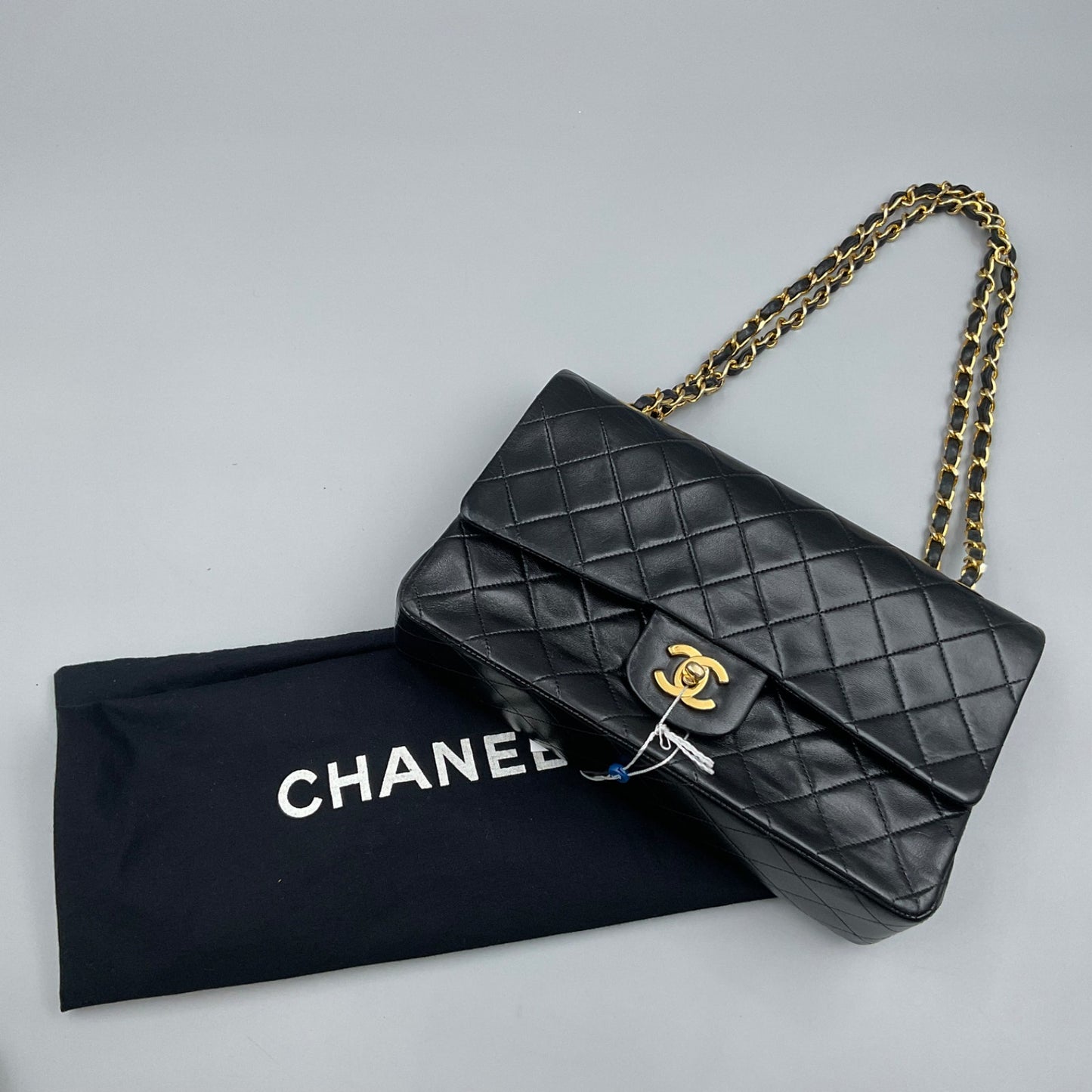 CHANEL BLACK CLASSIC DBL. FLAP SHOULDER BAG