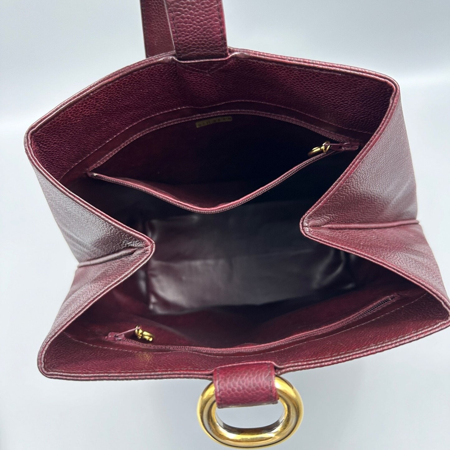 CHANEL MAROON CC ONE SHOULDER BUCKET BAG