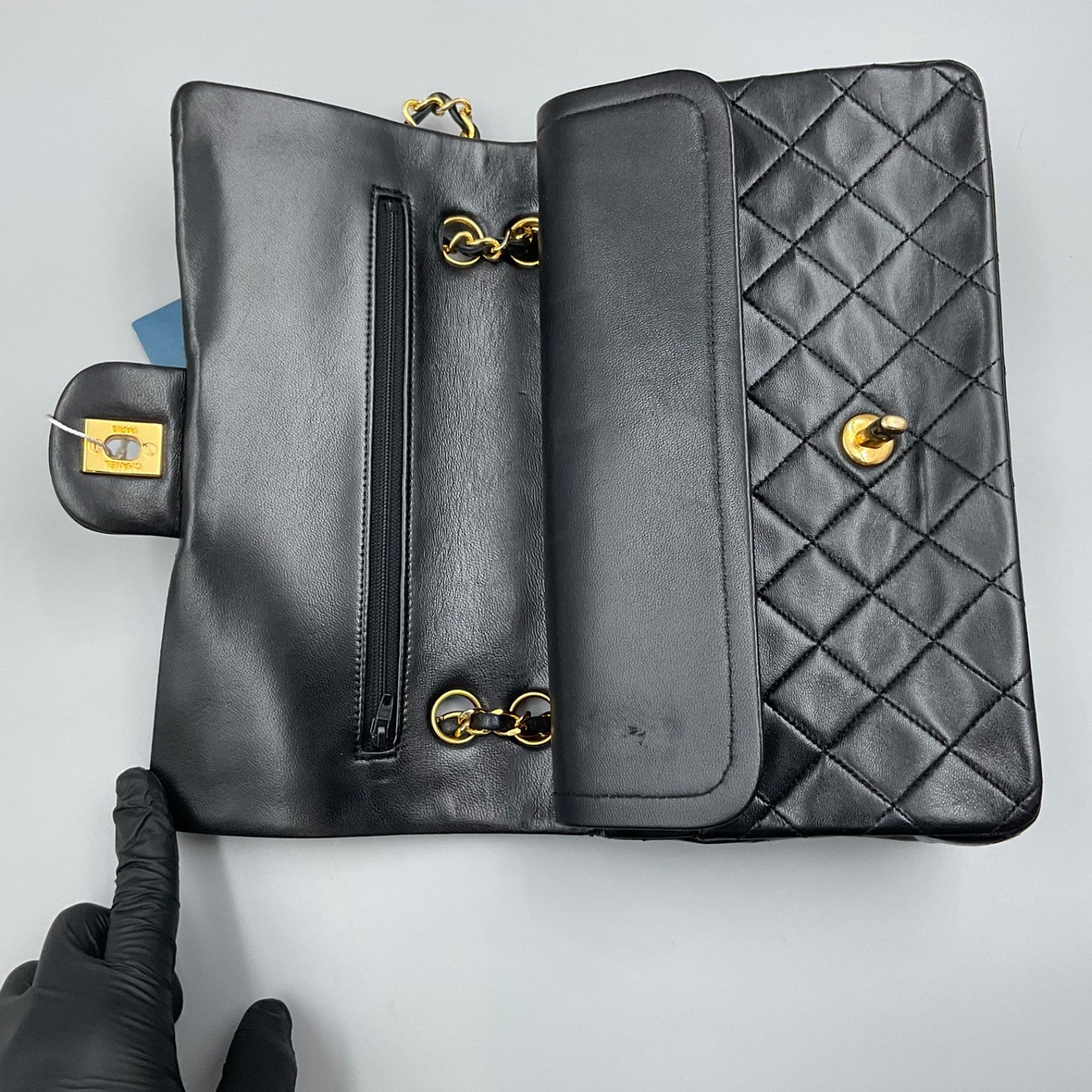 CHANEL BLACK CLASSIC DBL. FLAP SHOULDER BAG
