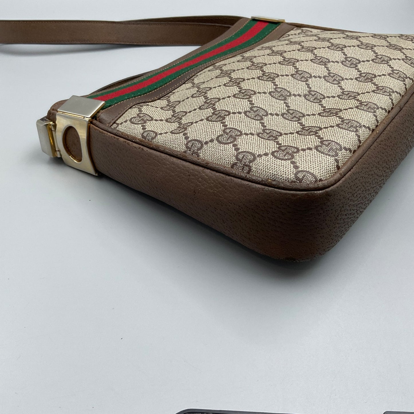 GUCCI BROWN SHERRY LINE SHOULDER BAG