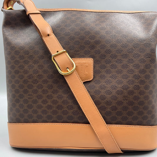 CELINE BROWN MACADAM SHOULDER BAG