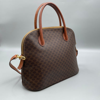 CELINE BROWN MACADAM BIASON HANDBAG