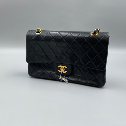 CHANEL BLACK CLASSIC DBL. FLAP SHOULDER BAG