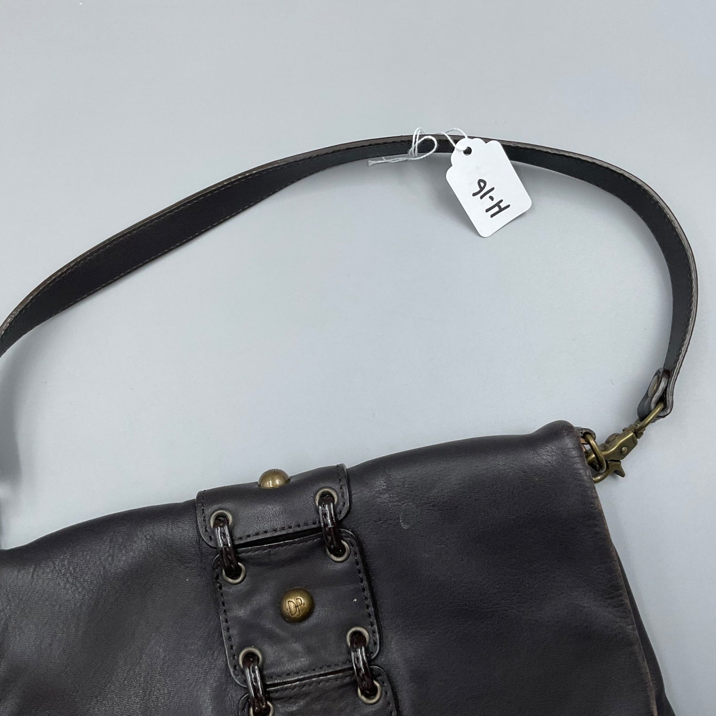 DONALD J. PLINER BLACK LEATHER CLUTCH BAG