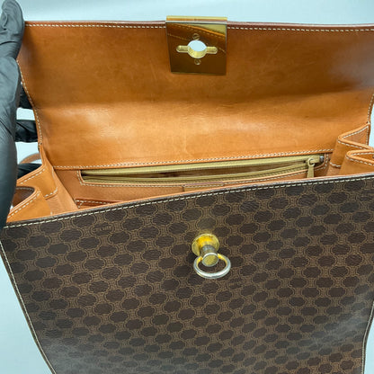 CELINE BROWN MACADAM HANDBAG w/CHAIN