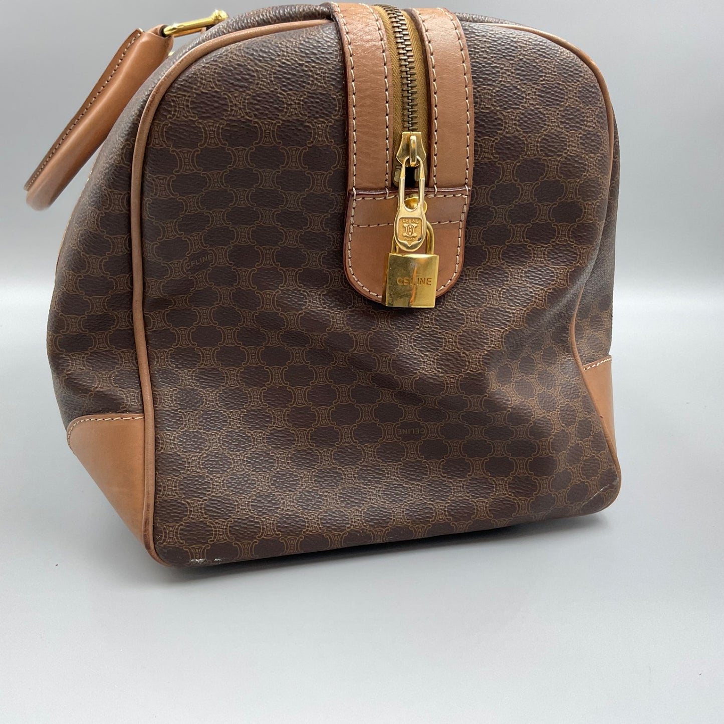CELINE BROWN MACADAM BOSTON DUFFLE BAG (LARGE)