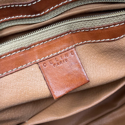 CELINE BROWN MACADAM BIASON HANDBAG