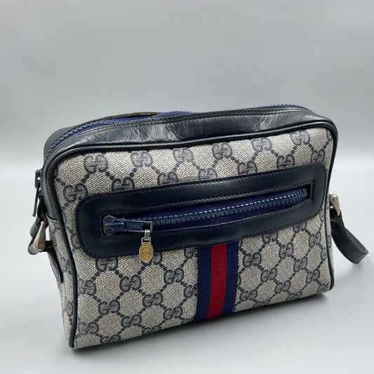 GUCCI BLUE GG SUPREME SHERRY LINE  CROSSBODY BAG