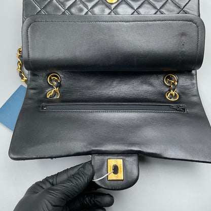 CHANEL BLACK CLASSIC DBL. FLAP SHOULDER BAG