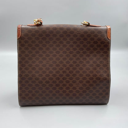 CELINE BROWN MACADAM HANDBAG w/CHAIN