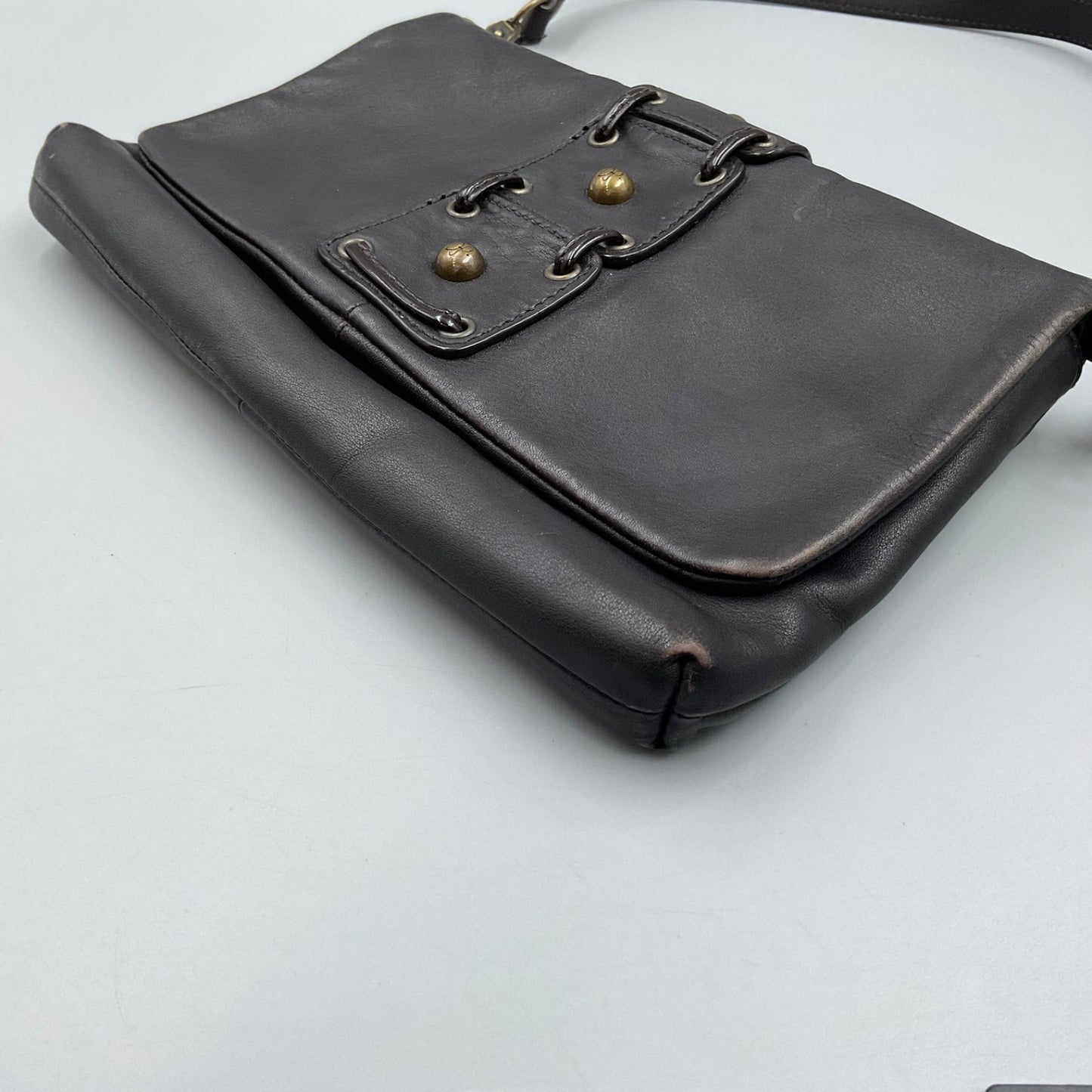 DONALD J. PLINER BLACK LEATHER CLUTCH BAG