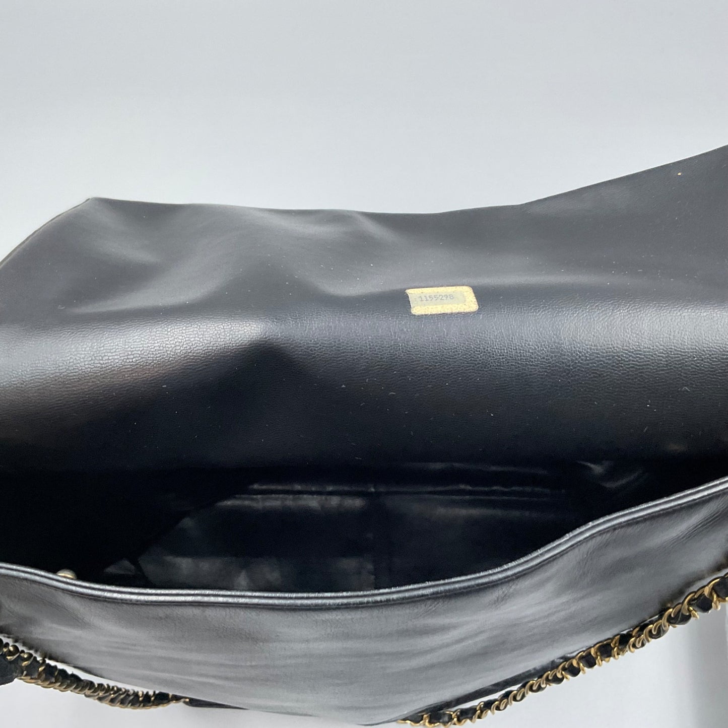 CHANEL BLACK LAMBSKIN CHAIN TOTE BAG