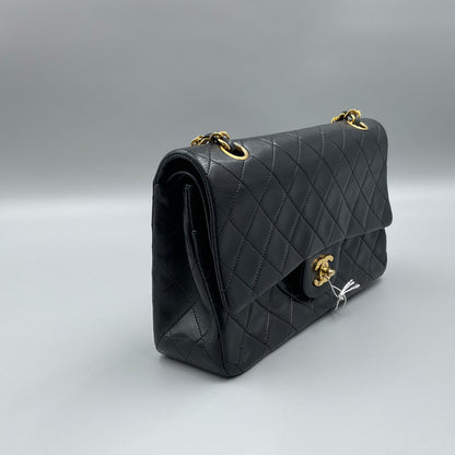CHANEL BLACK CLASSIC DBL. FLAP SHOULDER BAG