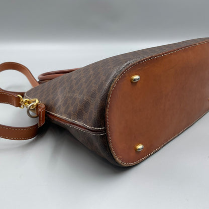CELINE BROWN MACADAM BIASON HANDBAG
