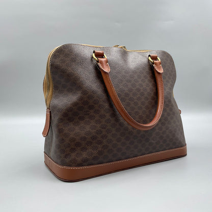 CELINE BROWN MACADAM BIASON HANDBAG
