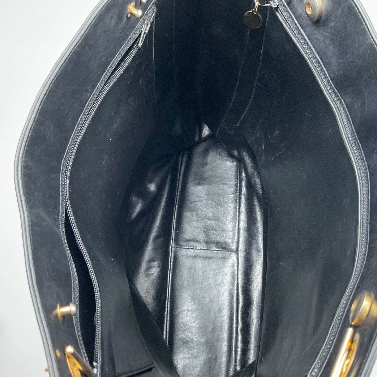 CHANEL BLACK LAMBSKIN CHAIN TOTE BAG